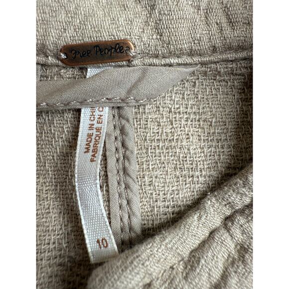 RARE Free People Military Ruffles Jacket Taupe Size 10 - Picture 4 of 10